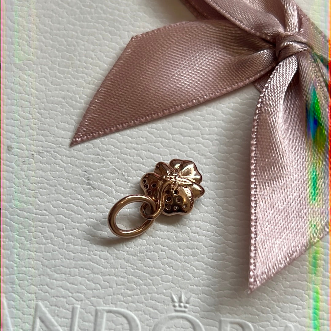 Genuine Pandora Rose Gold Pave Purple Pansy Flower Dangle Charm