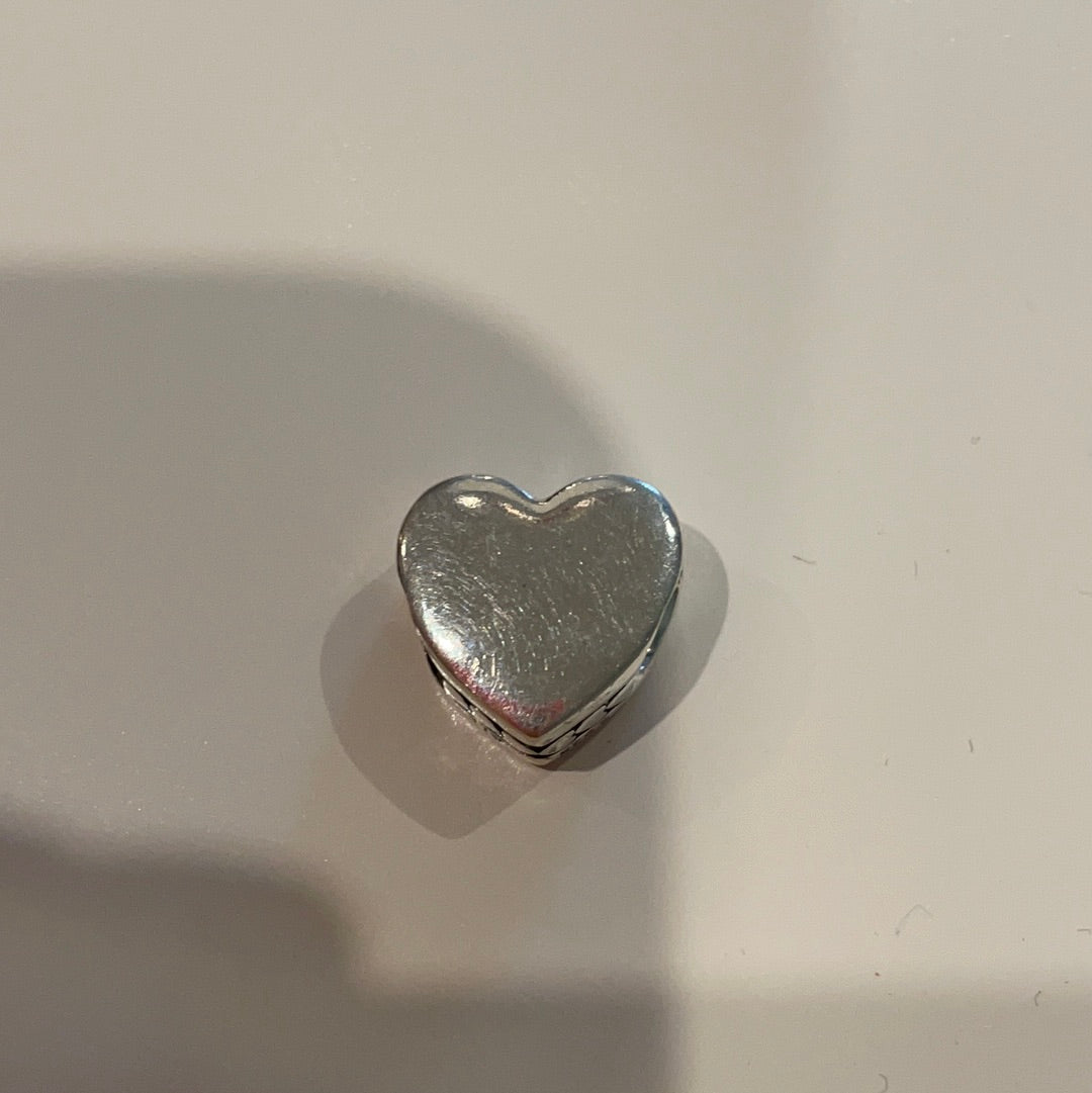 Genuine Pandora Silver Puffed Heart Charm With I Love Wales And Enamel Heart Charm