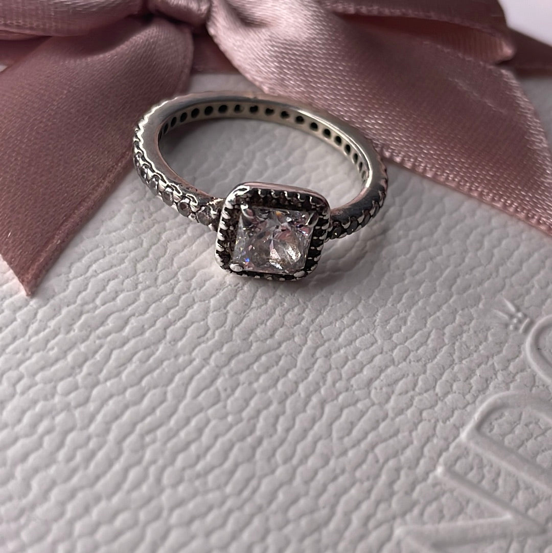Genuine Pandora Square CZ Pave Ring Size ROSE GOLD OR SILVER