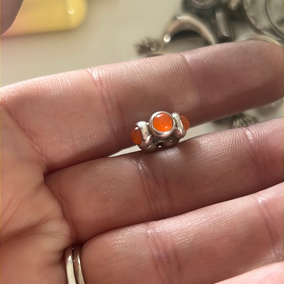 Genuine Pandora Orange Carnelian Rare HTF Spacer Cabochon