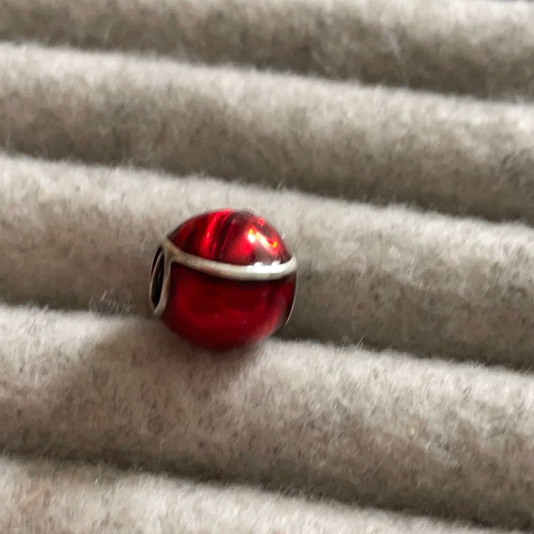 Genuine Pandora Red Enamel Charm Santa Claus Face Xmas