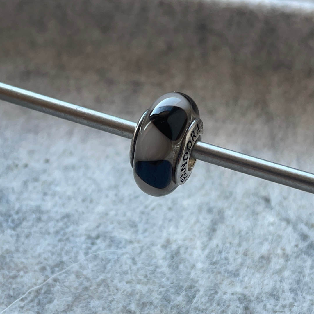 Genuine Pandora Grey and Black / Blue Triangle Murano Glass Charm VARIOUS COLOURS