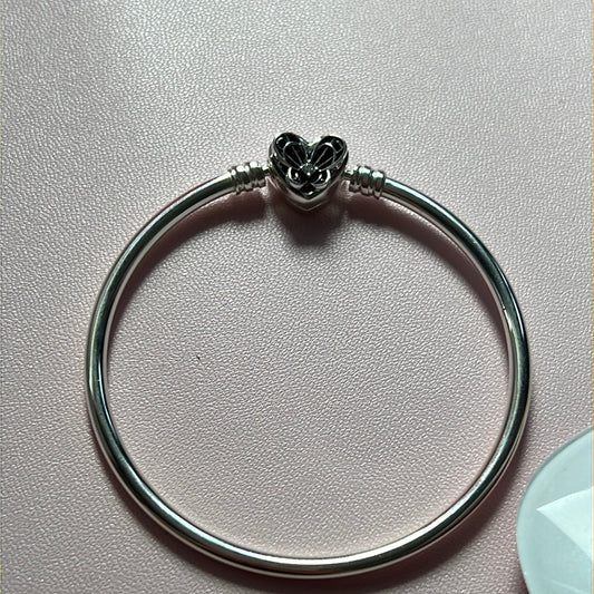 Genuine Pandora Heart and Butterfly Butterfly Pave Clasp Bracelet Bangle 21cm