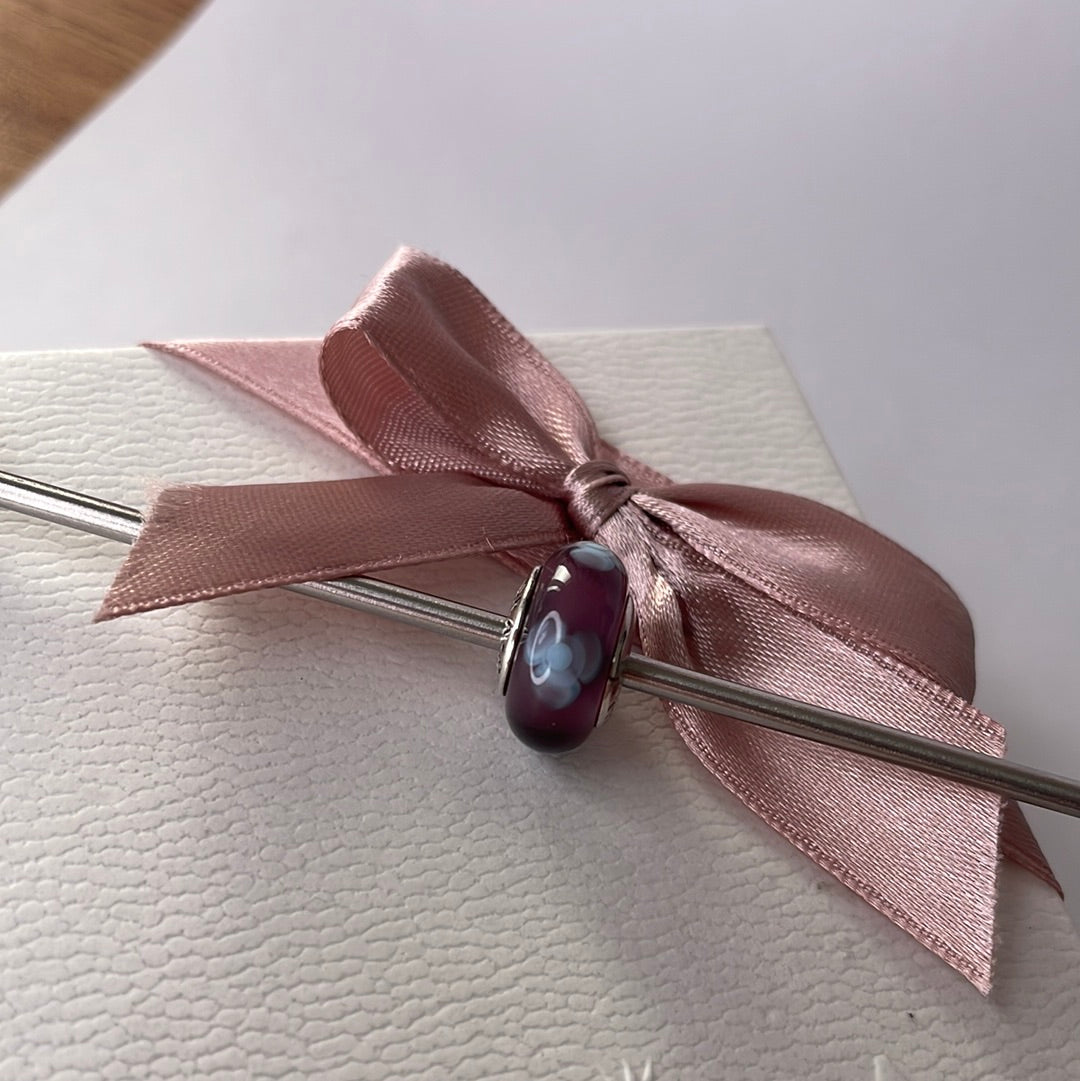 Genuine Pandora Purple Flower Lilac Murano Glass Charm