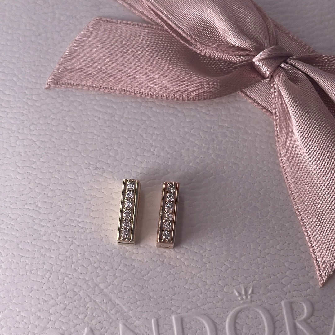 Genuine Pandora Reflexions Pave Spacer Clip Silver or Rose Gold