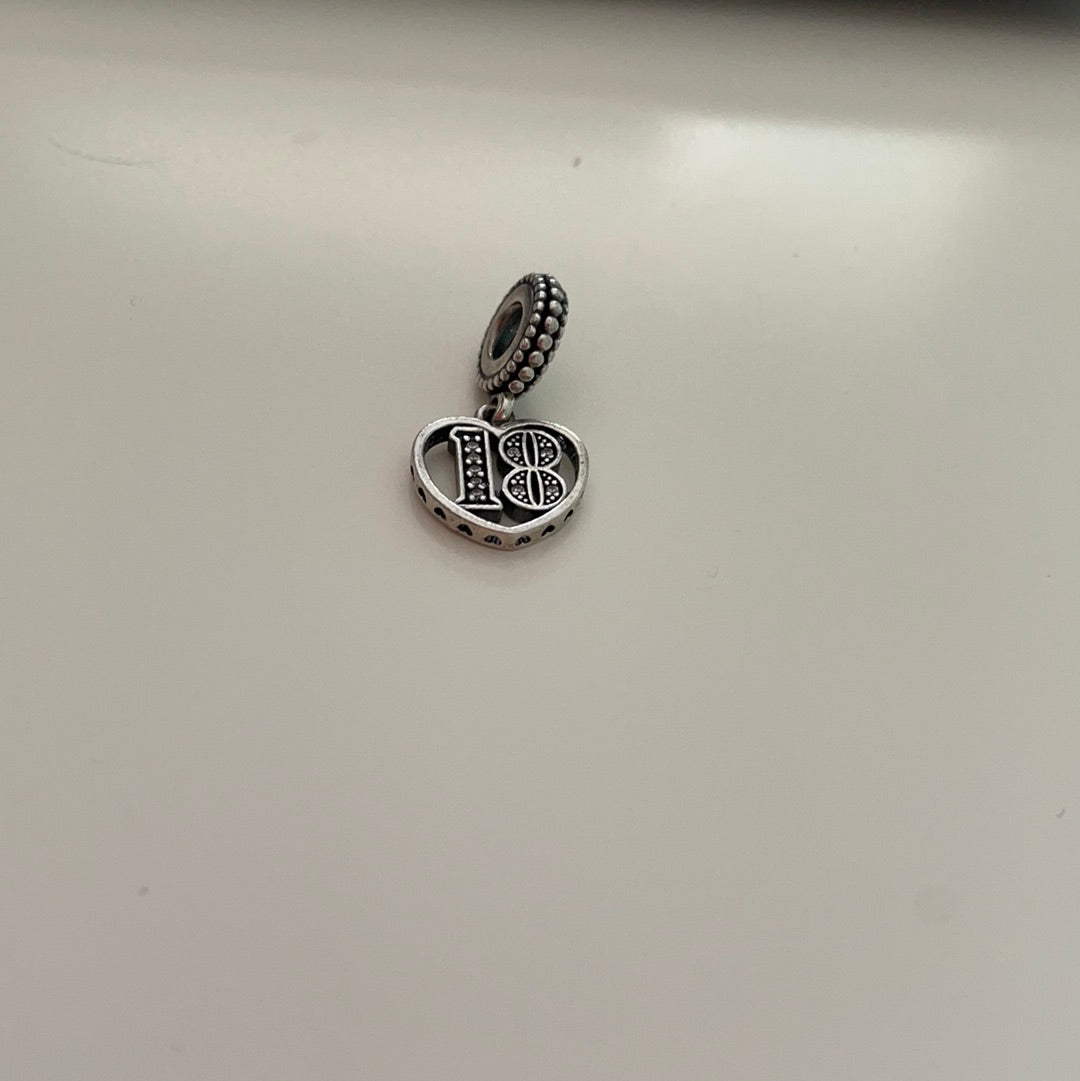 Genuine Pandora New Style Pave 18th Birthday Dangle Charm