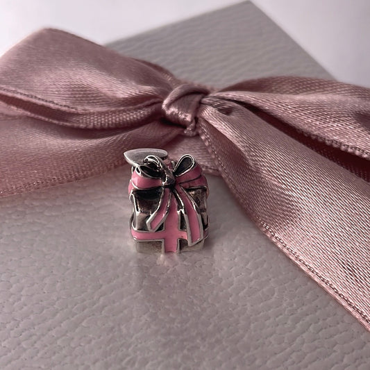 Genuine Pandora Pink Enamel Present Charm