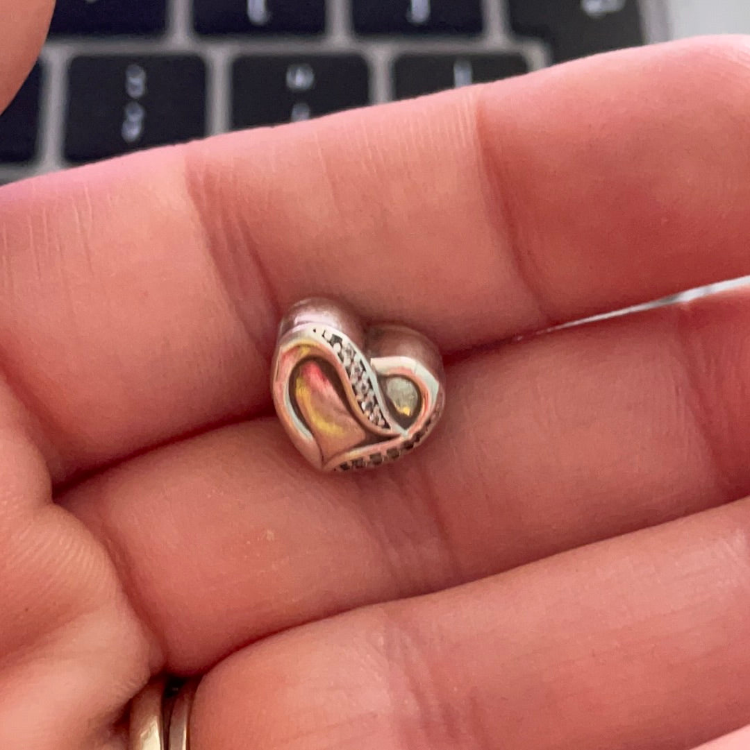 Genuine Pandora Clear Pave Heart Charm