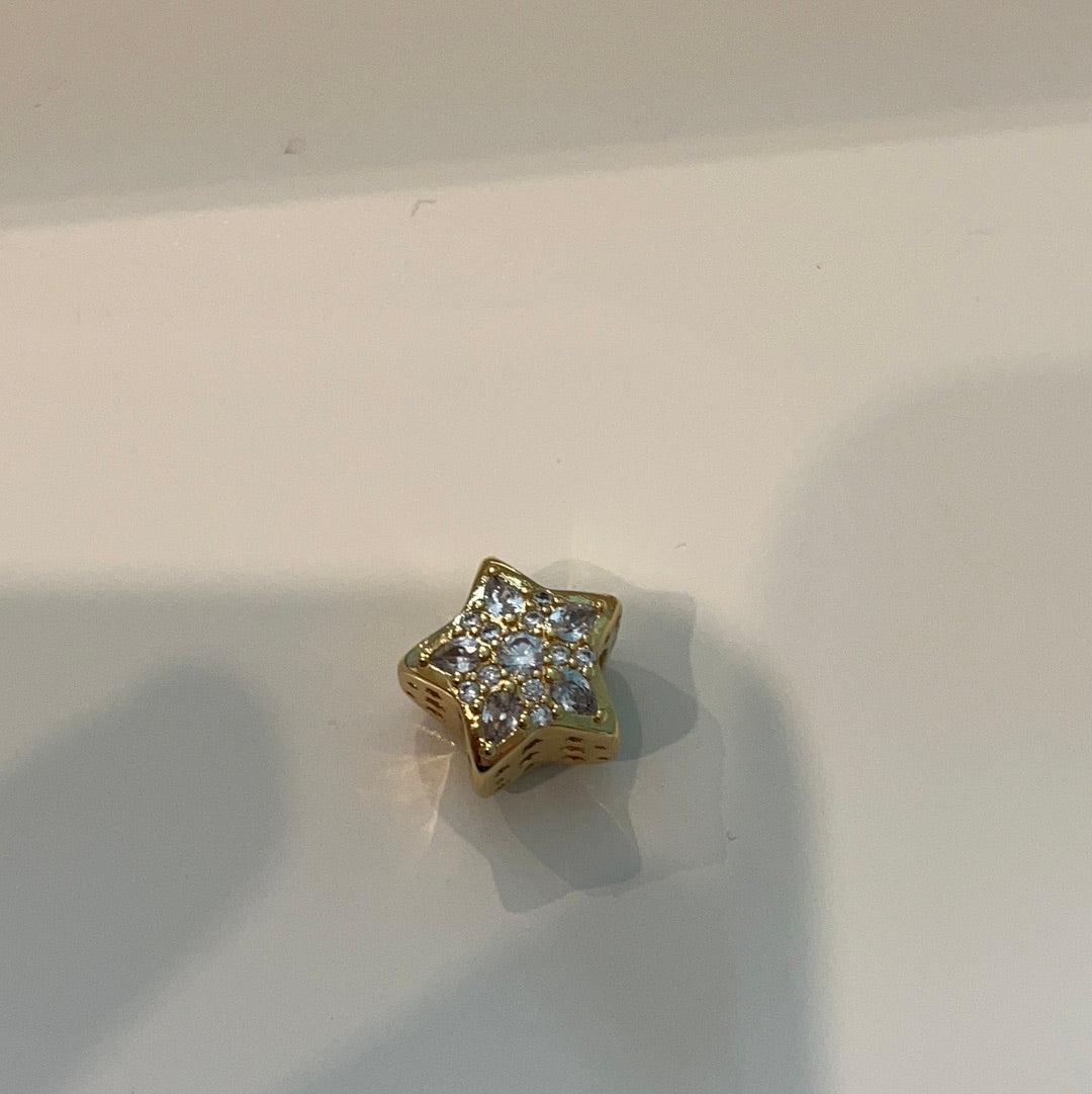 Genuine Pandora Shine Gold Star Pave Celestial Charm