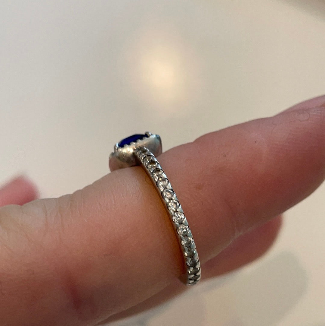 Genuine Pandora Blue Square CZ Pave Ring Size 60