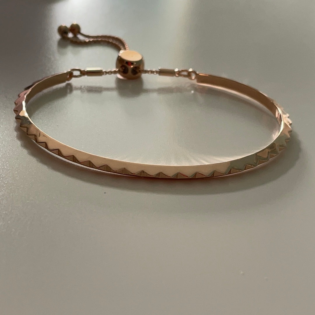 Brand New Metal Buckley Rose Gold Colour Adjustable Bangle With Raised Triangle Details