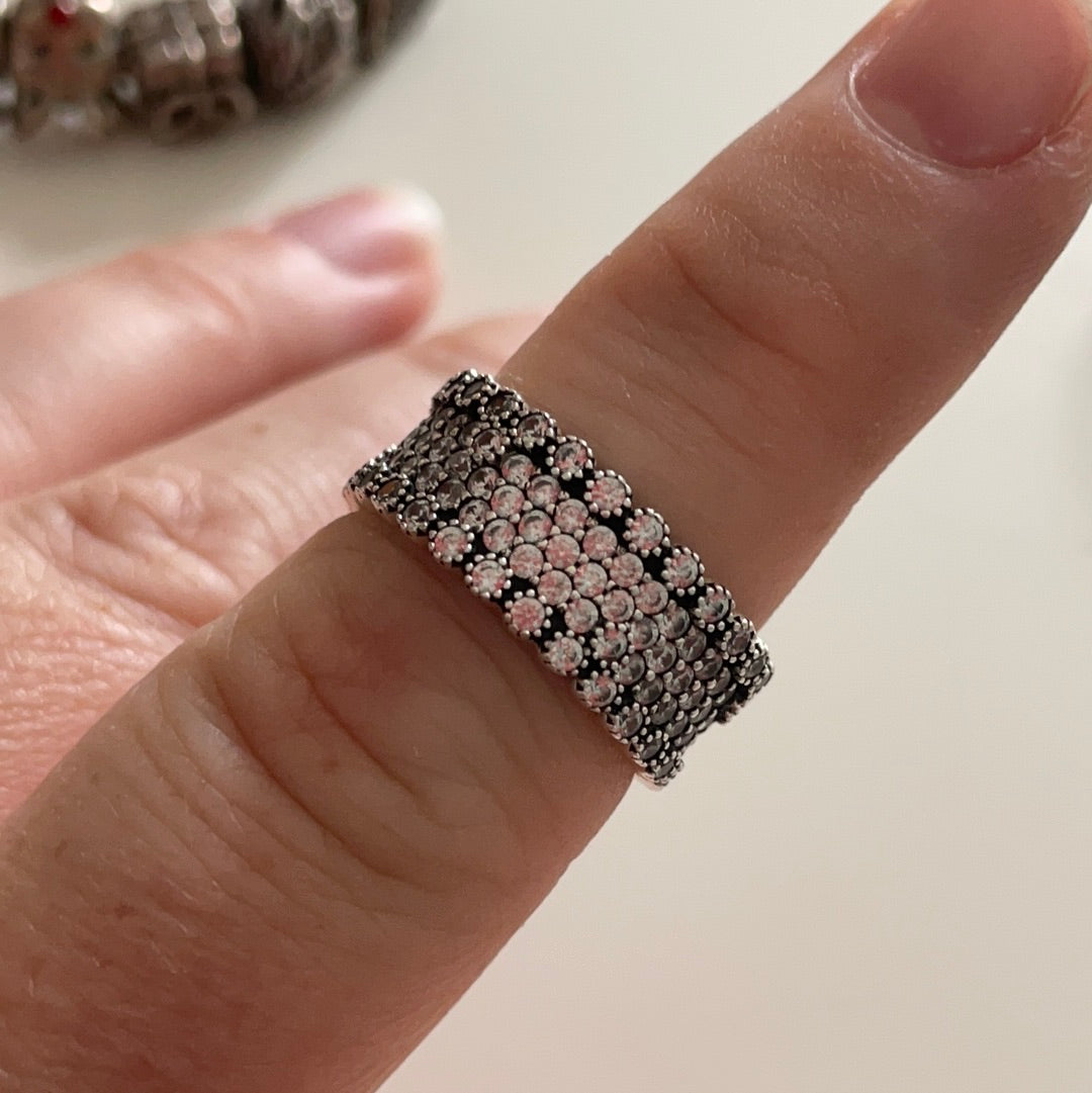 Genuine Pandora Huge Chunky Ring Pave 5 Layer Ring in Size 60