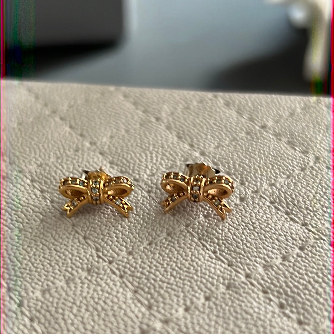 Genuine Pandora Rose Gold Bow Pave Earrings