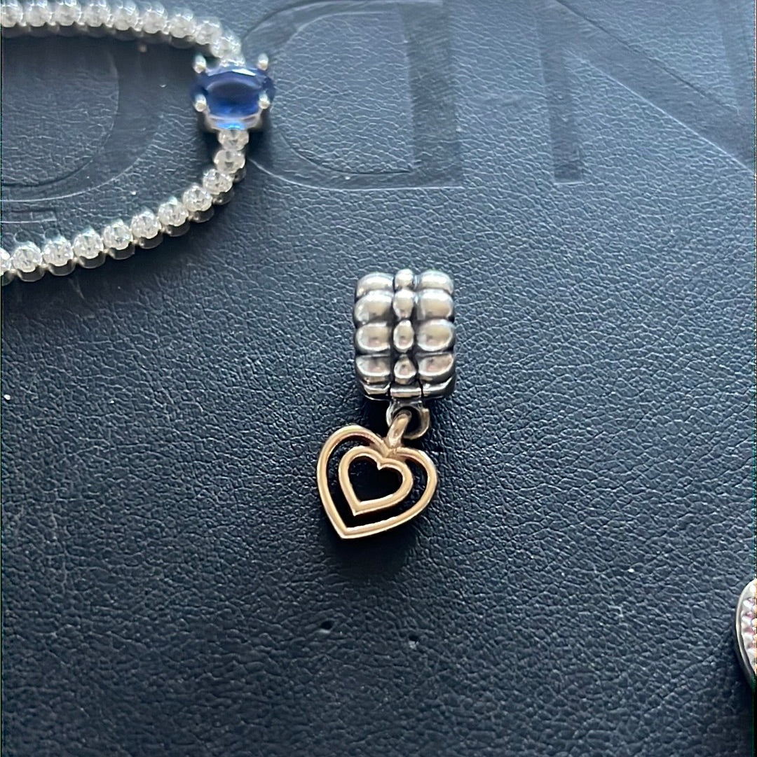 Genuine Pandora Two Tone Heart of Hearts Clip Dangle Rare