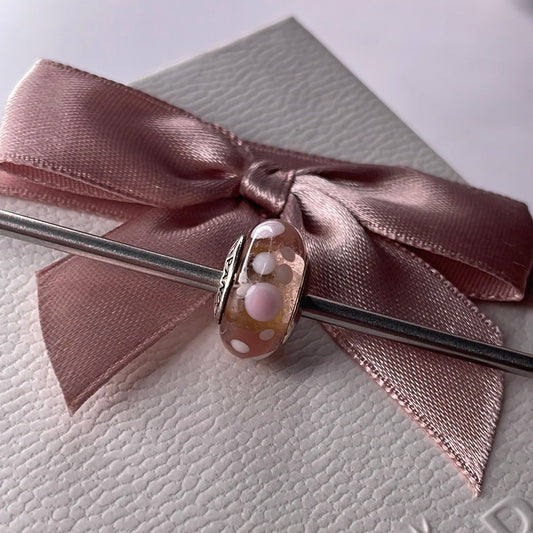Genuine Pandora Pink Dotted Polka Dot Murano Glass Charm