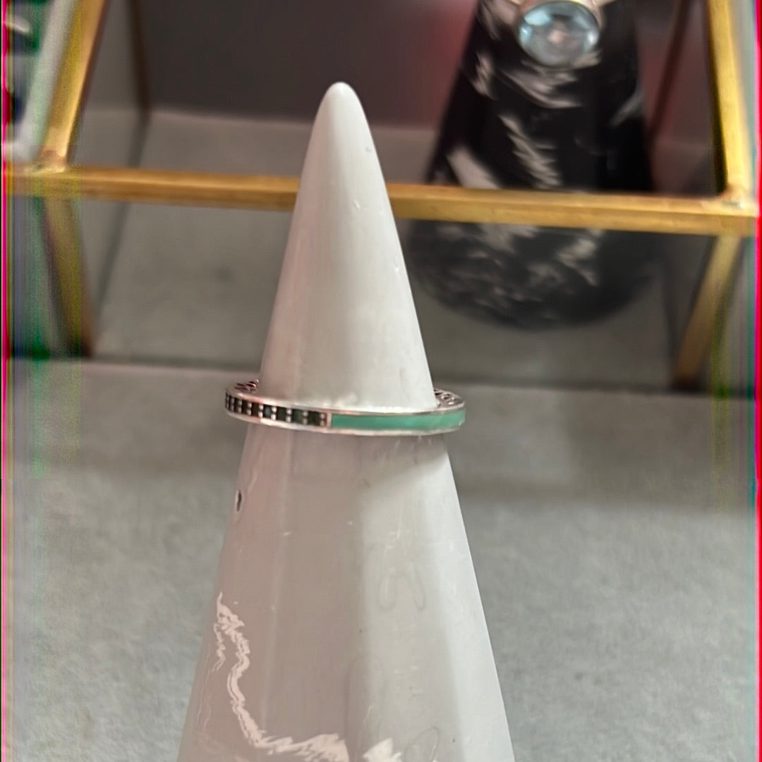 Genuine Pandora Radiant Heart Ring Enamel Cz Mint Green Size 56