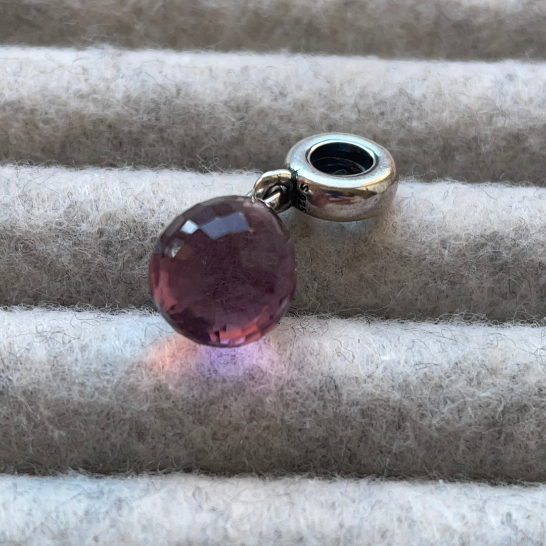 Genuine Pandora Purple Faceted Murano Dangle Charm