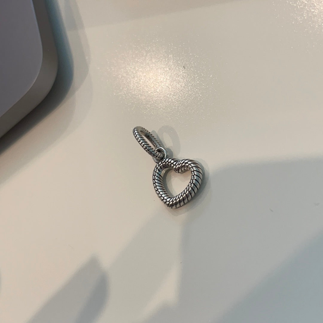 Genuine Pandora Snake Chain Dangle Heart Charm