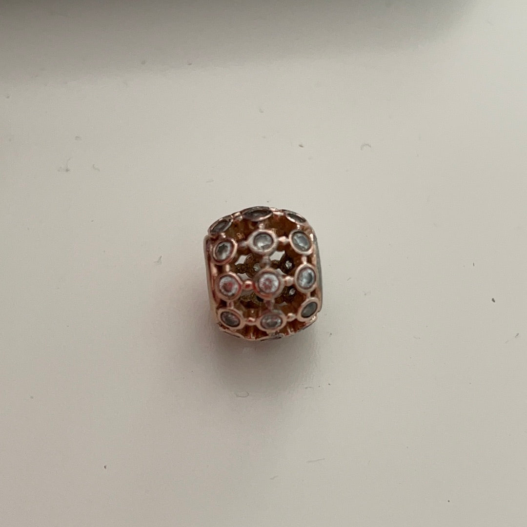 Genuine Pandora Rose Gold Clear Cz Charm Openwork