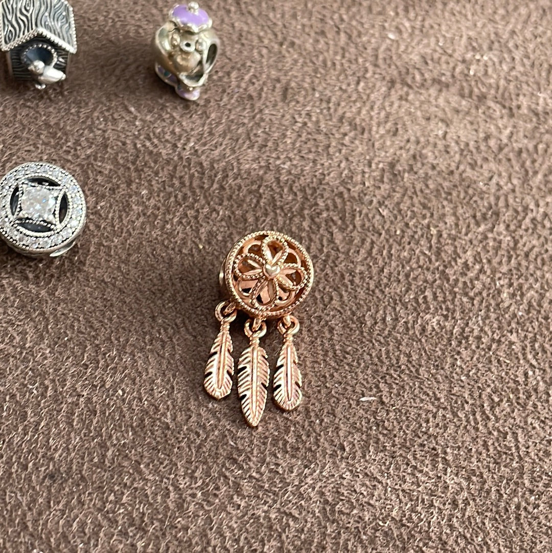 Genuine Pandora Rose Gold Dream Catcher Charm Follow Your Dreams Charm Dangle