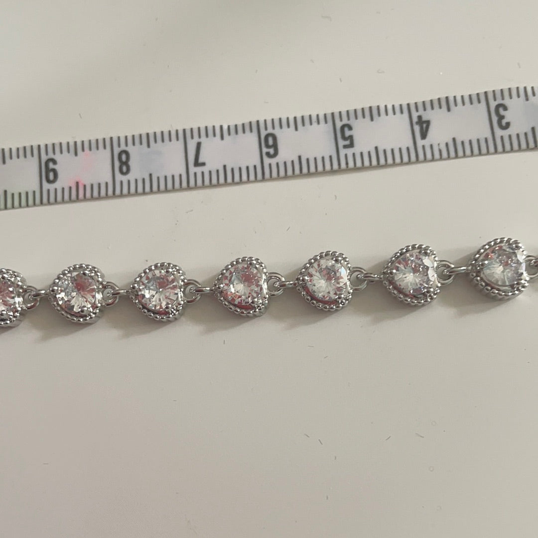 Brand New Heart Cz Pave Bracelet BEAUTIFUL Size 19/21cm