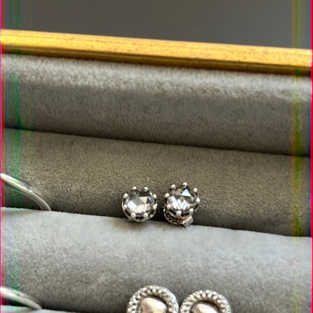 Genuine Pandora Silver Sparkling Crown Earrings Studs