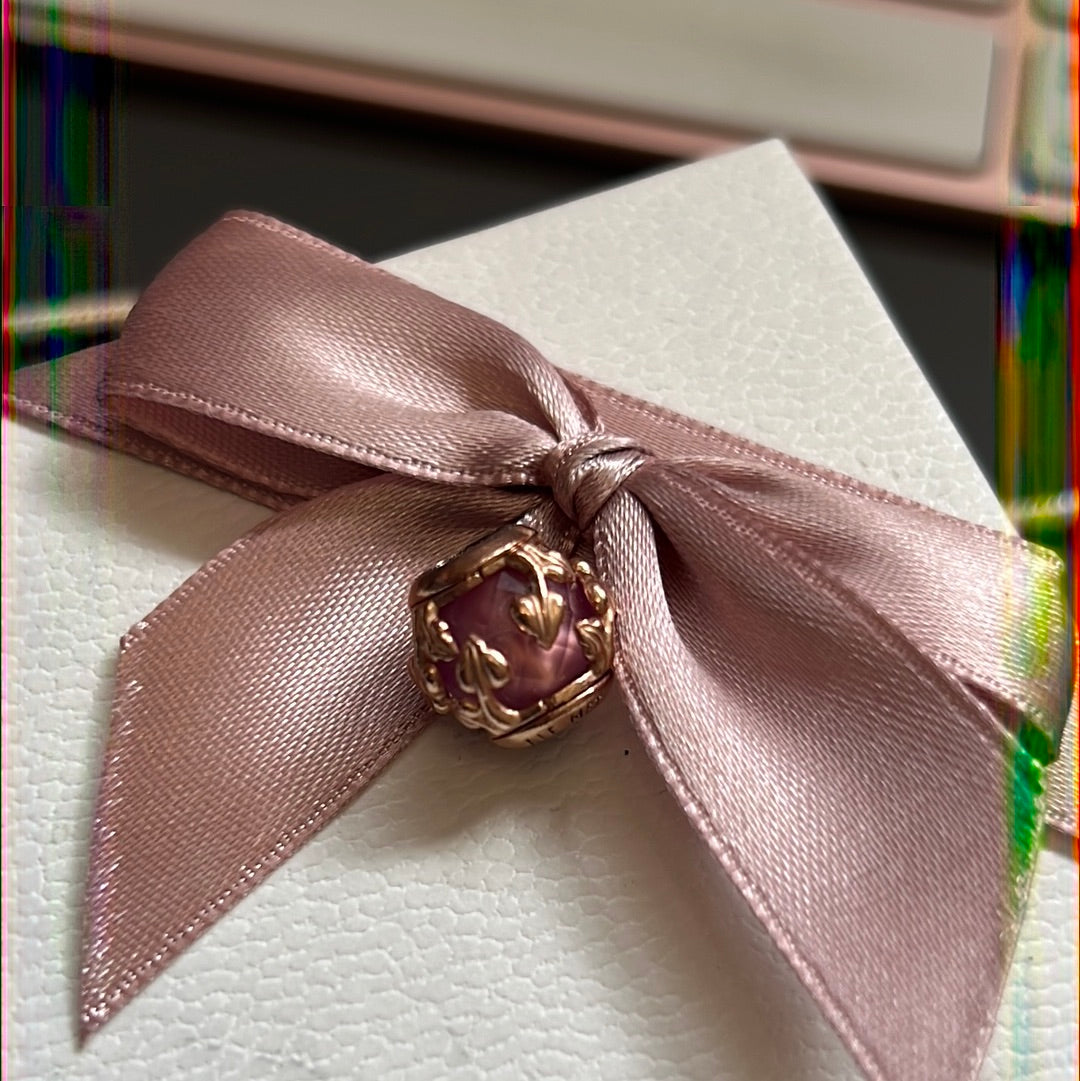 Genuine Pandora Rose Gold Decorative Leaves Leaf Pink Murano Glass Charm Charm