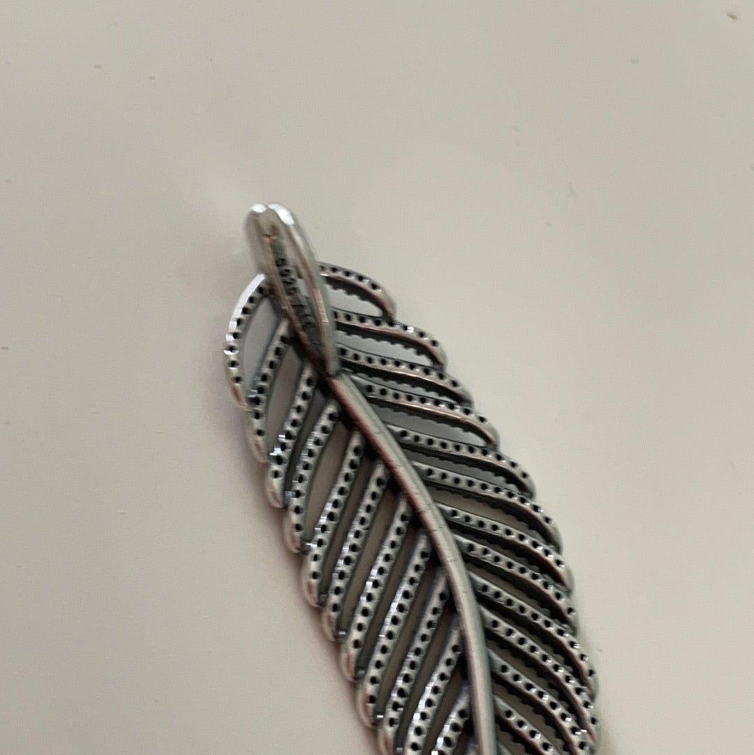 Genuine Pandora Pave Dazzling Dangling Feather leaf Pendant With 50cm