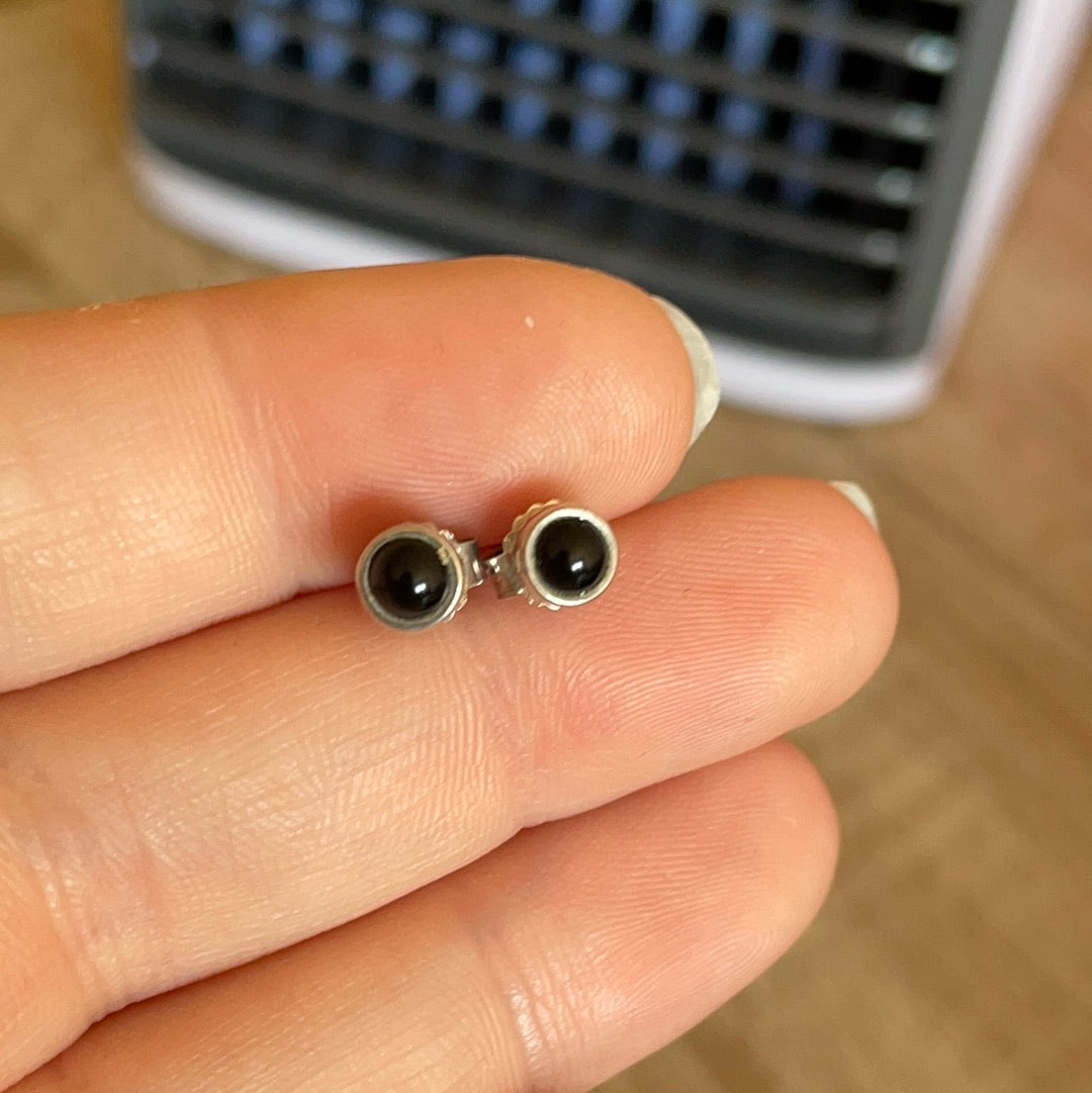 Genuine Pandora RARE Onyx Stone Earrings Studs