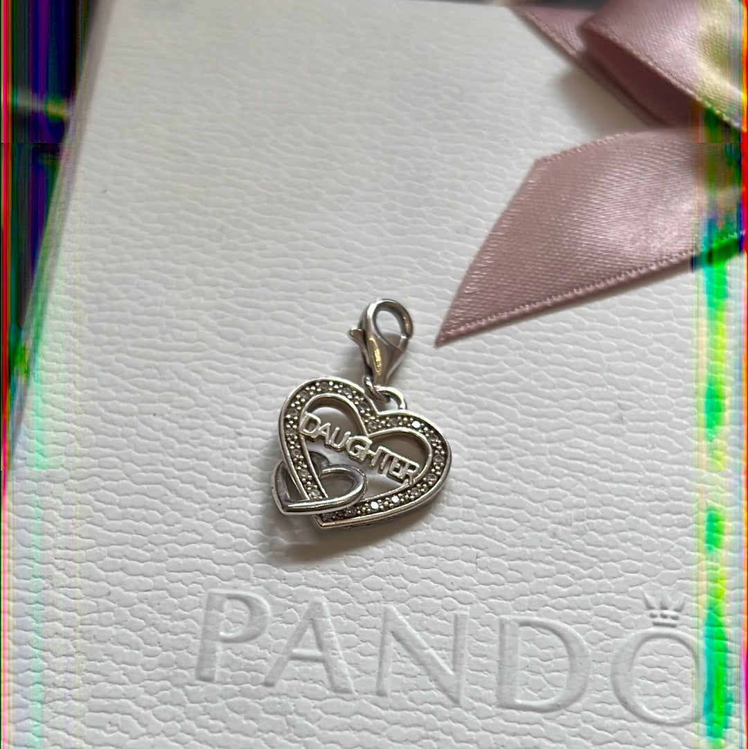 Genuine Thomas Sabo Sterling Silver Pave Daughter Heart Clip Charm