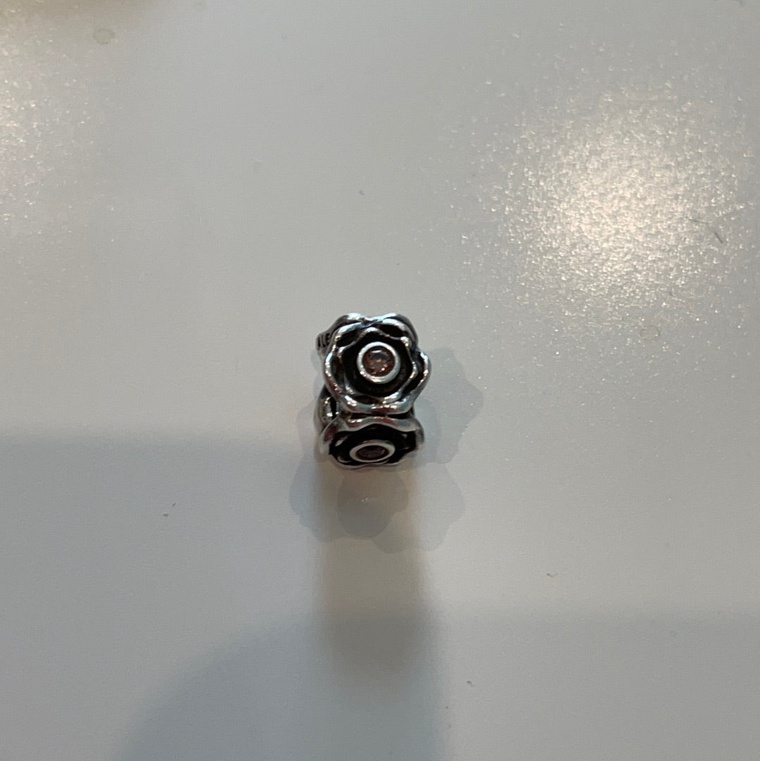 Genuine Pandora Retired Flower Charm With CZ Stone charm