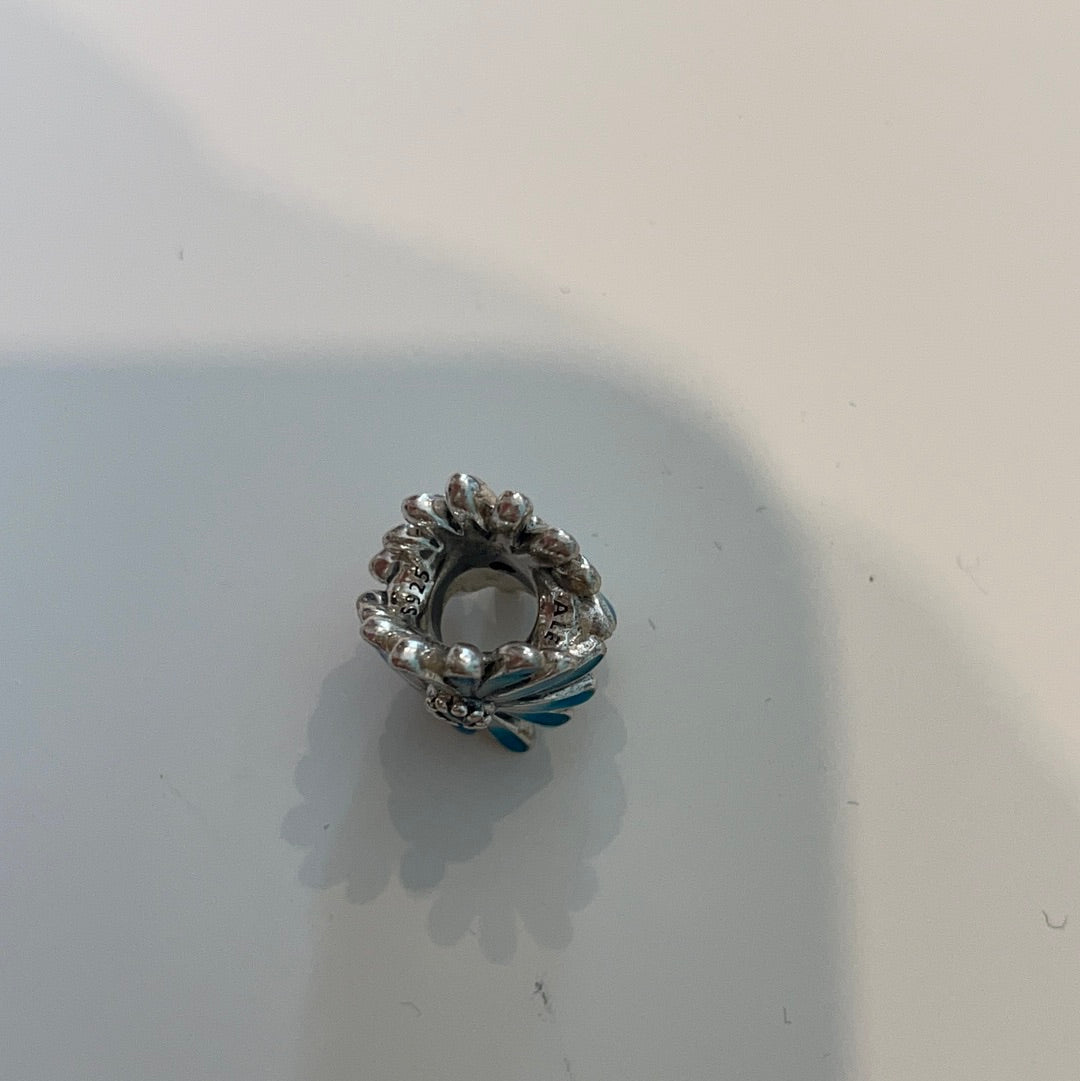 Genuine Pandora Blue Enamel Flower Charm New Style