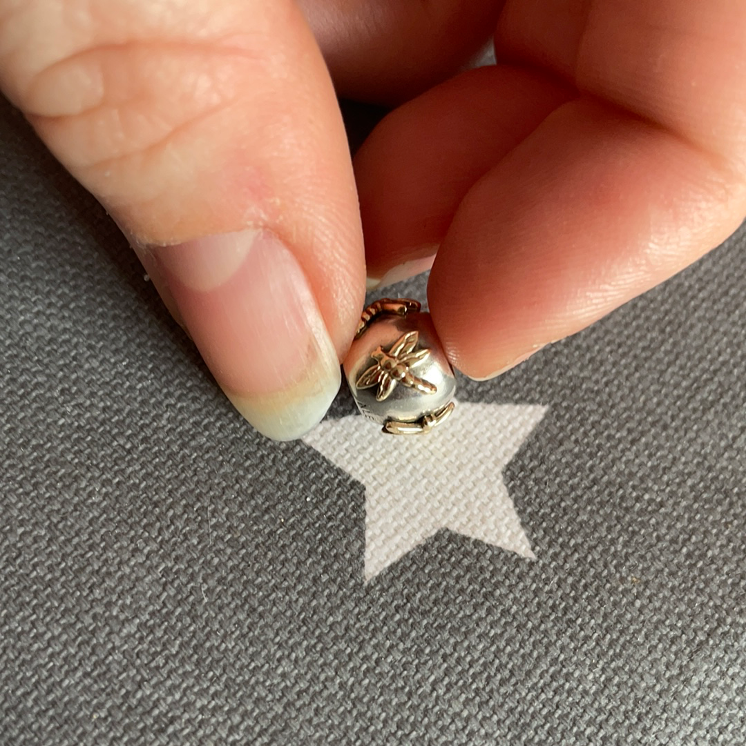 Genuine Pandora Rare HTF Two Tone Dragonfly Charm RARE Preloved Pandora Boutique