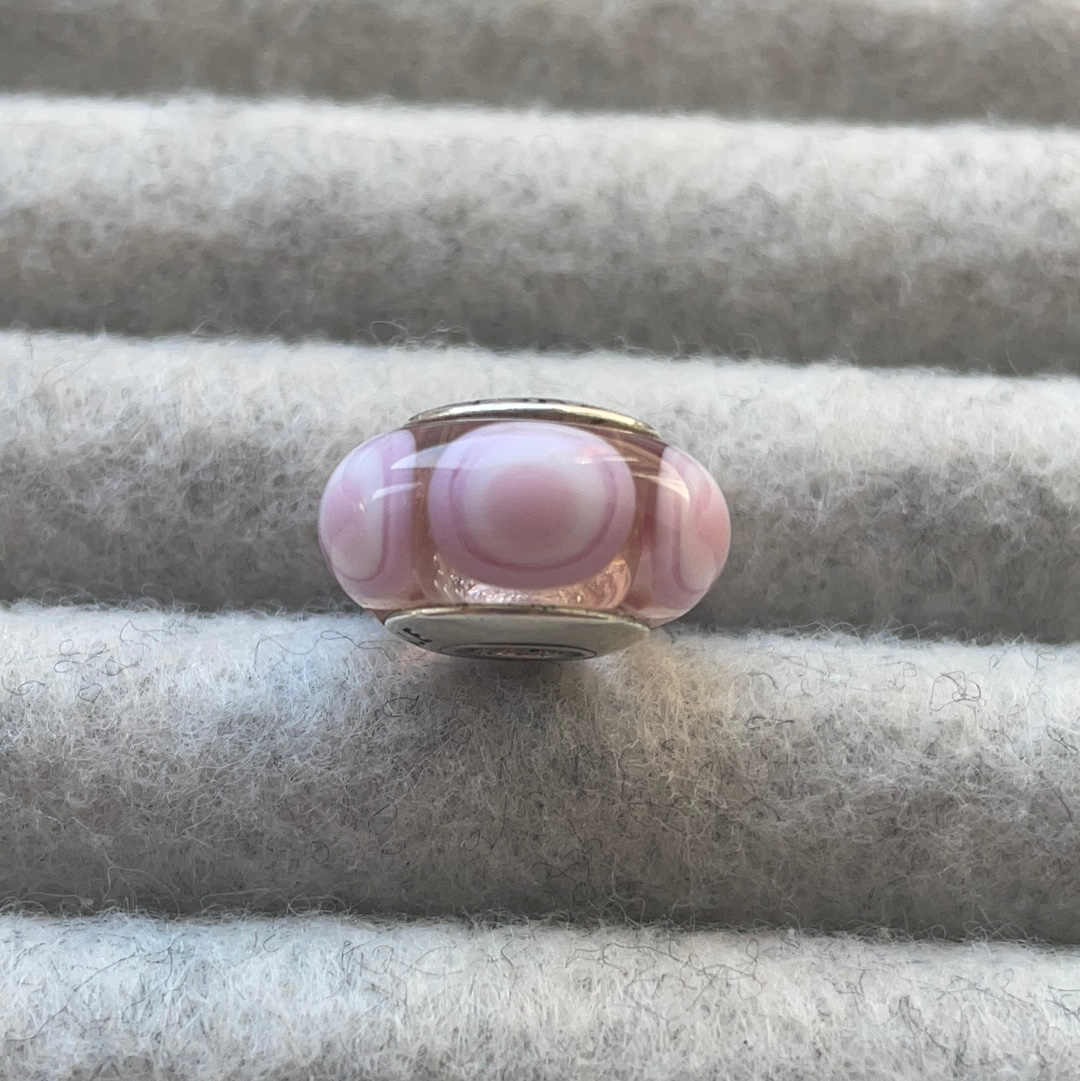 Genuine Pandora Pink and Clear Large Polka Dot Murano Glass Charm